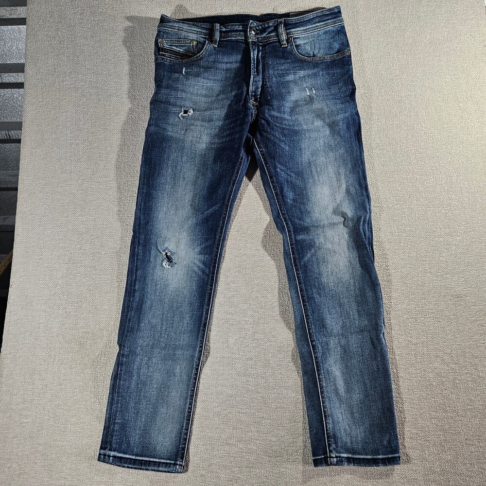Vintage Diesel Thavar XP Jeans Mens 31x30 Blue Distressed Faded Y2K Denim